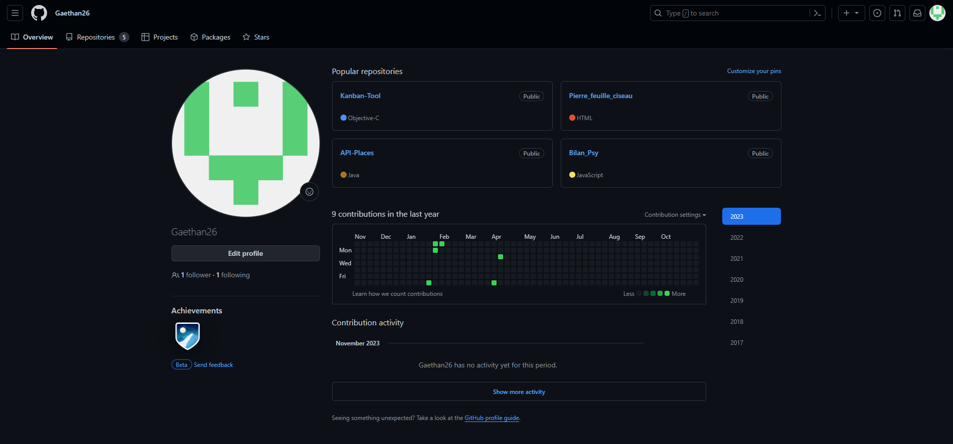 Github de Gaethan Boyer
